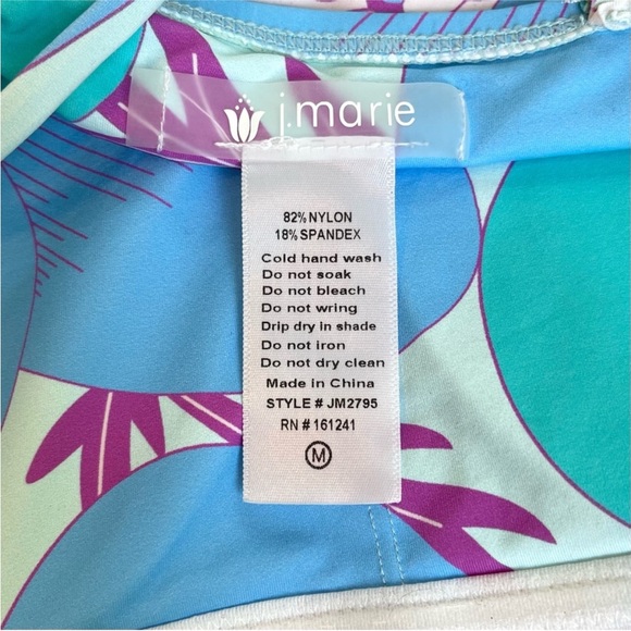 EUC J.Marie Size Medium Floral‎ Blue and White One Piece Swimsuit - Picture 11 of 13